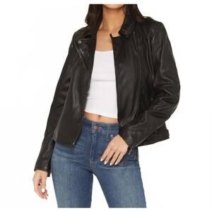 NEW MAURITIUS leather studded motorcycle jacket in black